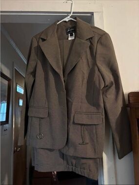 Sandra Darren Taupe Brown Tailored Blazer and pants Set